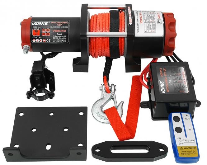 Elekrinė gervė 12V, 4500 LBS su sintetiniu lynu 